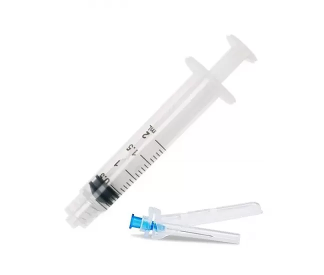 3 parts syringe, 2 ml, with Luer Lock connector, needle 23G, 100 pcs