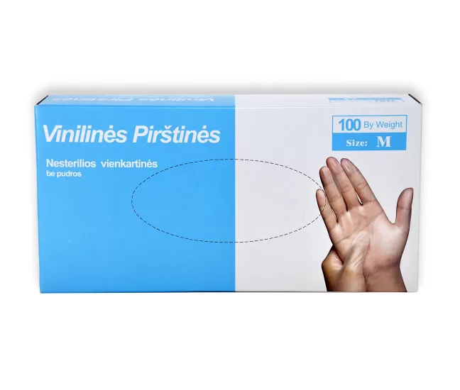 Vinila cimdi, bez pulvera, nesterili, caurspīdīgi, 100 gab.