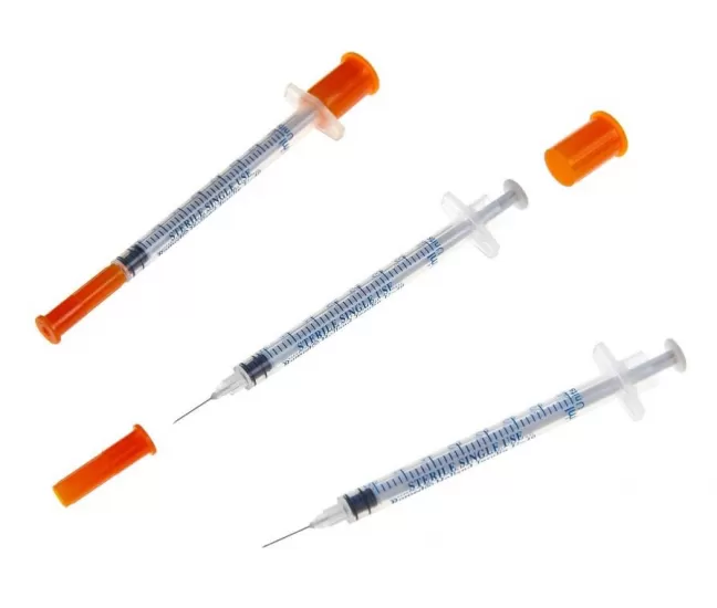 Insulin syringe, 1 ml, with fixed needle 29G, 100 pcs
