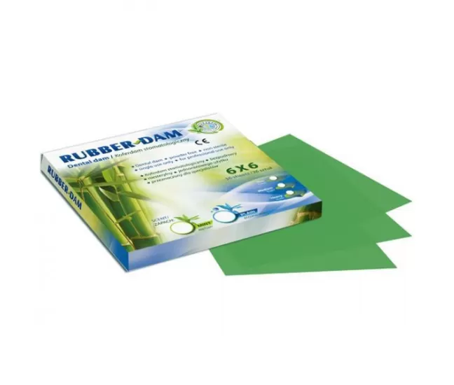 Rubber dam green 15 x 15 cm, 36 pcs.