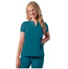 Notched V-neck Top A6002 Caribbean Blue