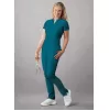 Notched V-neck Top A6002 Caribbean Blue
