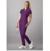 Notched V-neck Top A6002 Eggplant
