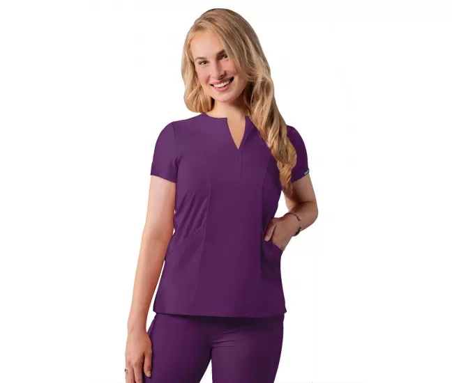 Notched V-neck Top A6002 Eggplant