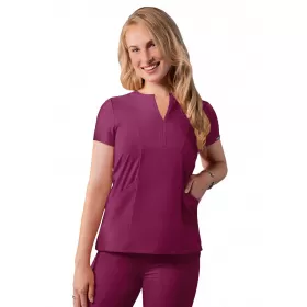 Notched V-neck Top A6002 Wine