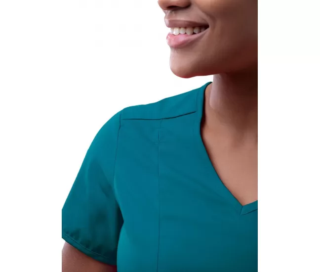 Women's Modern V-Neck Scrub Top P7002 Caribbean Blue