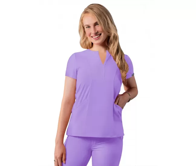 Notched V-neck Top A6002 Lavender