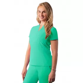Notched V-neck Top A6002 Sea Glass
