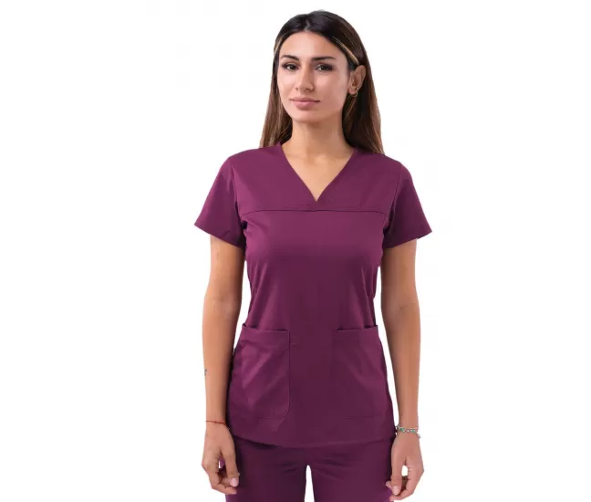 Women’s Sweetheart V-neck Scrub Top P4210 Wine