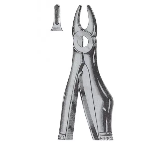Extracting forceps for children`s with spring for upper incisors and canines