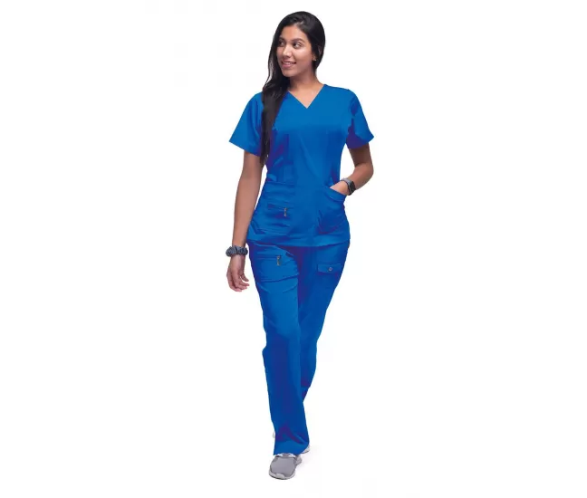 Women's Elevated V-neck Scrub Top P4212 Royal Blue
