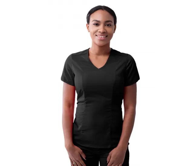 Women's Modern V-Neck Scrub Top P7002 Black