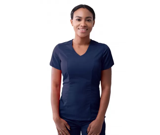Women's Modern V-Neck Scrub Top P7002 Navy