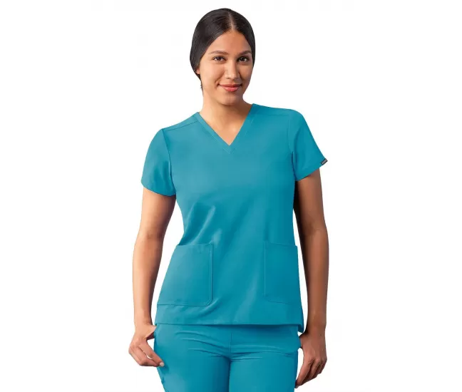 Modern V-Neck Top A6008 Teal Blue