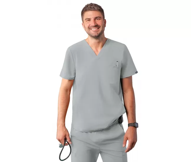 Men's Modern V-Neck Top A6010 Silver Gray