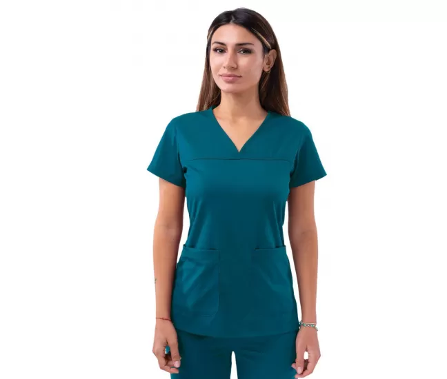 Women’s Sweetheart V-neck Scrub Top P4210 Caribbean Blue