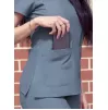 Women’s Sweetheart V-neck Scrub Top P4210 Heather Navy