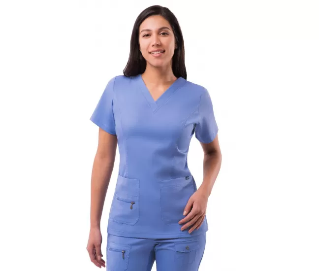 Women's Elevated V-neck Scrub Top P4212 Ceil Blue