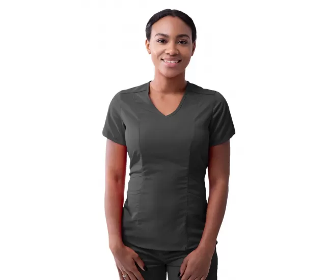 Women's Modern V-Neck Scrub Top P7002 Pewter