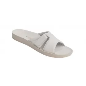 Orthopedic leather opened slippers Dr. Luigi, white