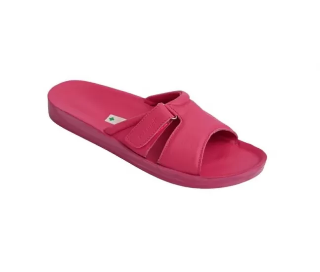 Ortopēdiskās īstas ādas čības DrLuigi, atvērtas, fuksijas rozā (fuksija)