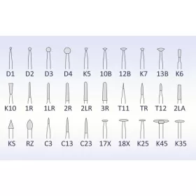 Dažādu formu dimanta frēzes A grupa, 1 gab.