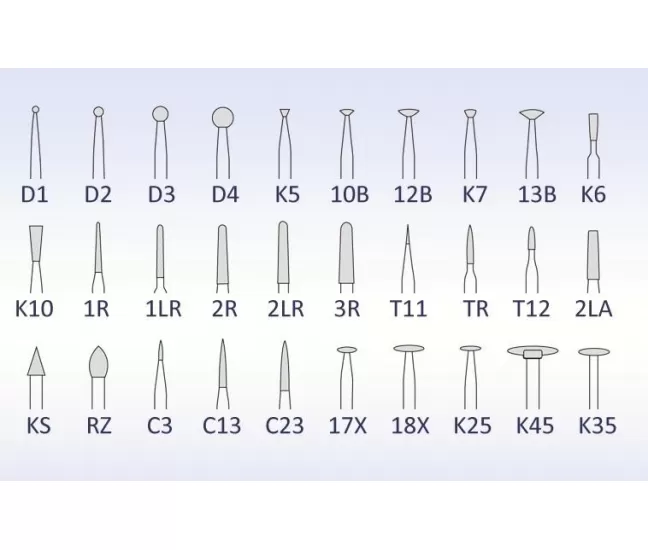 Diamond bur Grade A different shapes, 1 pc.