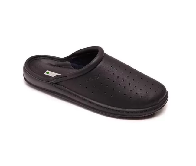 Orthopedic leather closed slippers Dr. Luigi, black