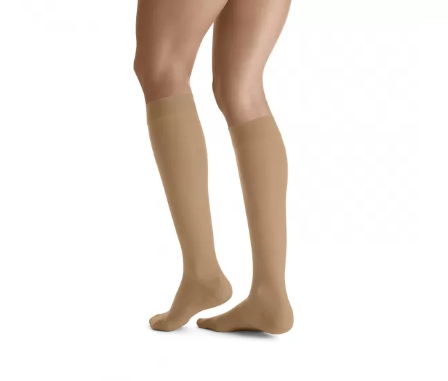 Medical compression stockings to the knees, thin, covering the toes, JOBST UltraSheer