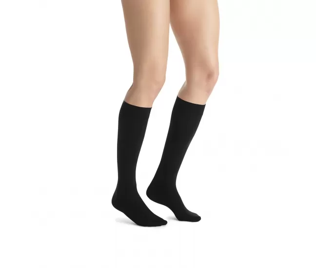Medical compression stockings to the knees, soft, covering the toes, CCL1, JOBST Opaque
