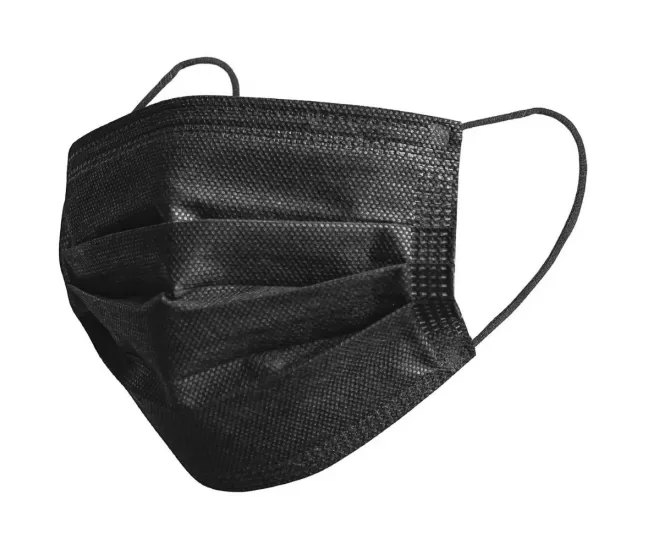 Protective medical face mask 3 layers, black, 50 pcs