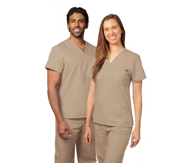 Unisex V Neck Tunic 1 Pocket 6011 Khaki