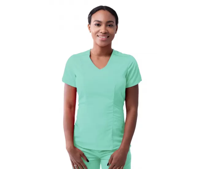 Women's Modern V-Neck Scrub Top P7002 Aqua