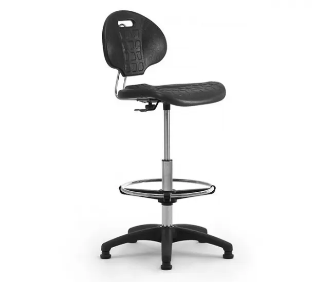 Laboratory chair with backrest and foot ring 0803PU