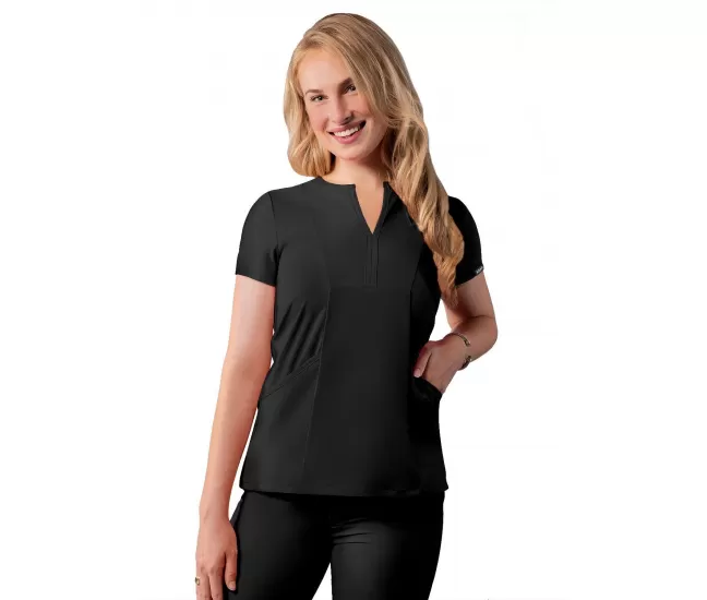 Notched V-neck Top A6002 black