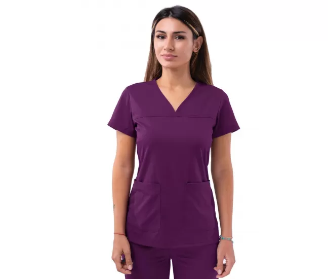 Women’s Sweetheart V-neck Scrub Top P4210 Eggplant