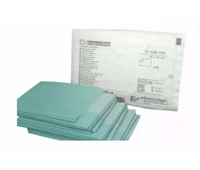 The 2-ply green sterile surgical drape,  45 cm x 75 cm, 1 pcs.