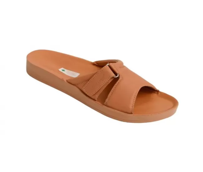 Ортопедические тапочки из натуральной кожи DrLuigi, открытые, светло-коричневые (бежевые)