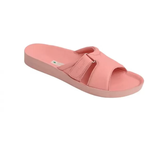 Orthopedic leather opened slippers Dr. Luigi, pink