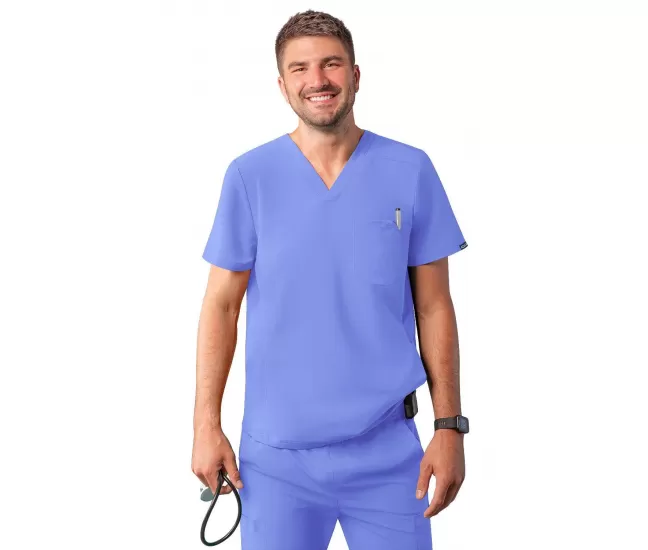 Men's Modern V-Neck Top A6010 Ceil Blue