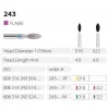 Diamond bur 243 for turbine handpiece, (the price is for 1 piece, in a package of 5 pieces)