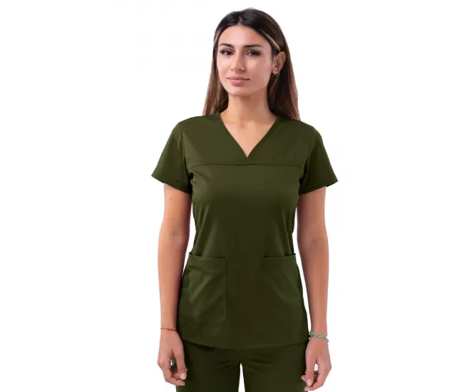 Women’s Sweetheart V-neck Scrub Top P4210 Olive