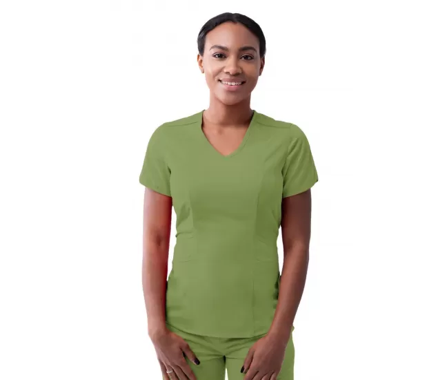 Women's Modern V-Neck Scrub Top P7002 Spring Leaf