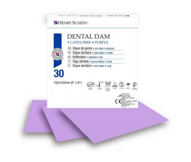 Rubber dam purple, 15 x 15 cm latex free, 30 pcs.