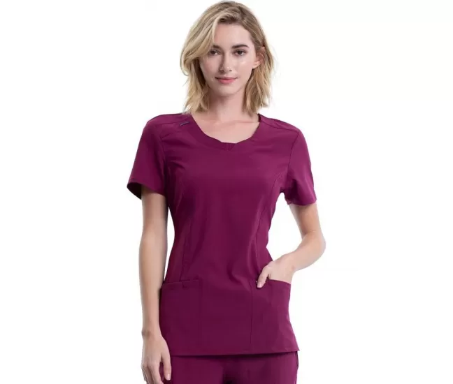 Медицинская блузка CKE2624A темно-красная (винная)
