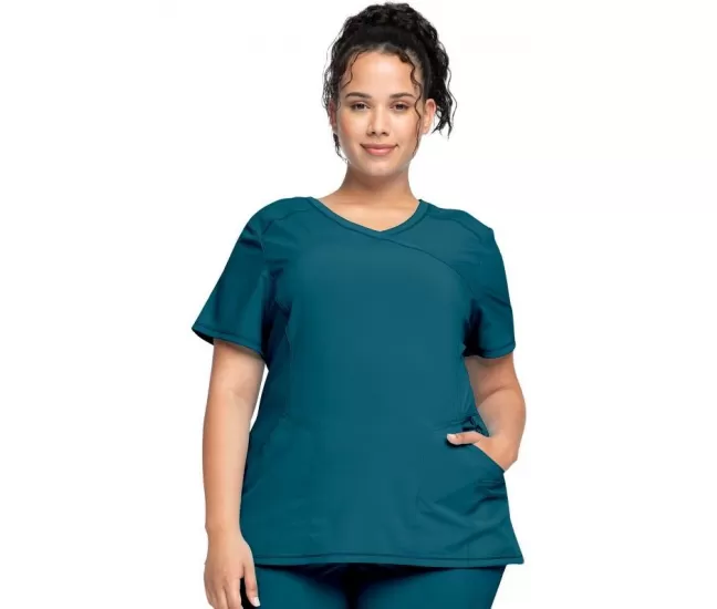 Mock Wrap Top CKE2625A in Caribbean Blue