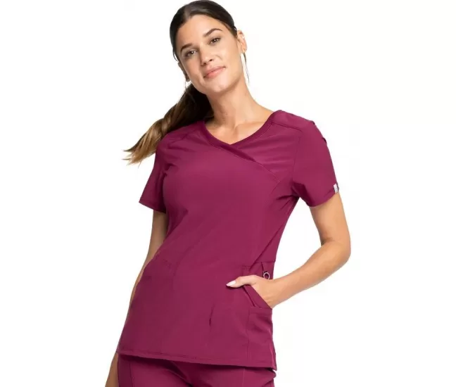 Mock Wrap Top CKE2625A in Wine
