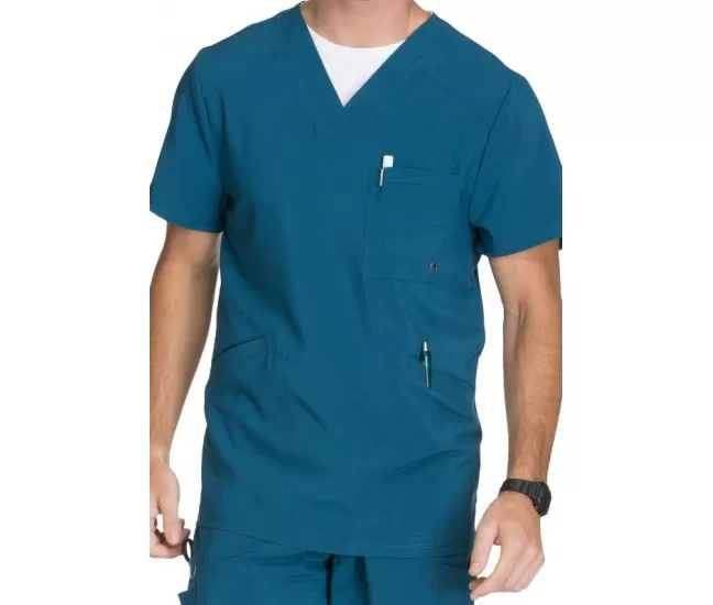 Men's V-Neck Top CKE900A in Caribbean Blue