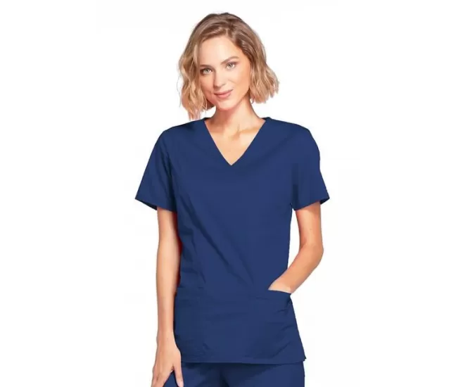 Mock Wrap Top WWE4728 in Navy