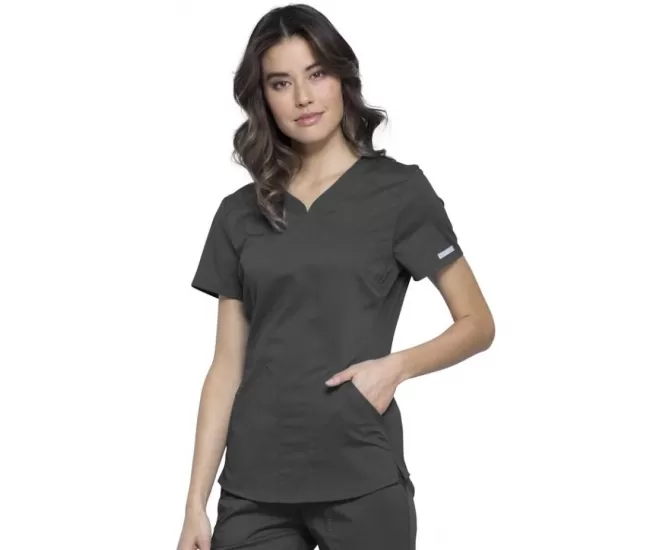 V-Neck Top WWE601 in Pewter